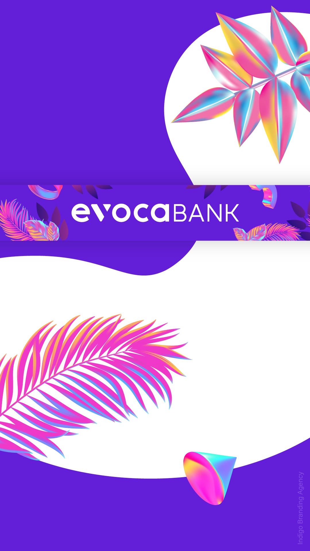Evocabank ad campaign visual identity design by Indigo branding